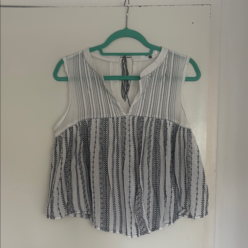 Striped Sleeveless Top - Black and White